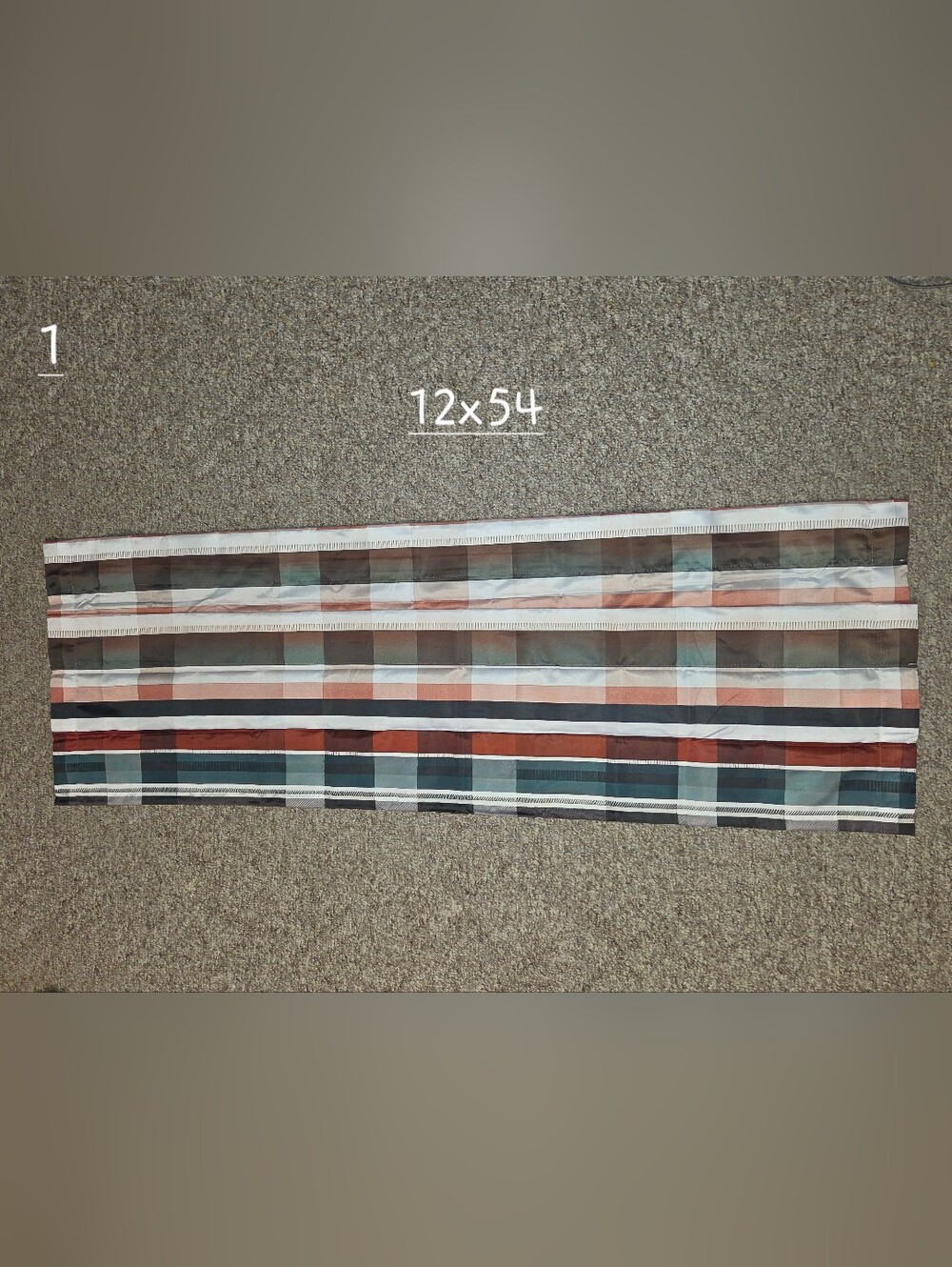 Striped Plaid Valance in Rust, Teal, Gray